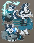  2021 5_toes abs absurd_res anthro armor blue_eyes bracelet canid canine canis ceehaz claws dog_knight_rpg domestic_dog eyes_closed feet female grey_background hi_res husky jewelry magic_user mammal melee_weapon midriff muscular muscular_anthro muscular_female nordic_sled_dog safira_(ceehaz) samurai scar simple_background solo spitz sword toe_claws toes warrior weapon 