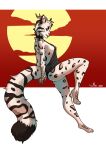  absurd_res anthro breasts collar dire_leopard female hi_res horn piercing pinup pose scales side_boob side_view sirmeo solo spots sya_ruusa 