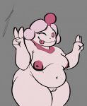  absurd_res anthro belly big_belly big_butt breasts butt curvy_figure deep_navel digital_media_(artwork) eye_moisturizer female food genitals hair hi_res looking_at_viewer mammal navel nintendo nipples nude one_eye_closed overweight overweight_anthro pok&eacute;mon pok&eacute;mon_(species) pussy simple_background slurpuff smile solo thick_thighs tongue tongue_out video_games wide_hips wink 