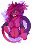  2021 anthro breasts chesta digital_media_(artwork) featureless_breasts female fur hair nude purple_nose red_body red_fur red_hair smile solo 