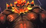  2021 anthro areola biceps black_body black_scales bowser bowser&#039;s_fury close-up collar digital_drawing_(artwork) digital_media_(artwork) fire fury_bowser hair horn koopa lightning looking_down male mario_bros moobs musclegut muscular muscular_anthro muscular_male nintendo nipples non-mammal_nipples overweight overweight_anthro overweight_male pseudo_hair raining red_hair reptile scales scalie shell simple_background slightly_chubby solo solo_focus spiked_collar spikes spikes_(anatomy) taighet_28 tongue tongue_out video_games 