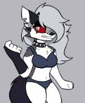  anthro artist_robino bra canid canid_demon clothing collar demon female hellhound helluva_boss loona_(vivzmind) mammal notched_ear panties red_eyes spiked_collar spikes underwear 