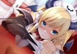  aqua_eyes bed blonde_hair fumihiko_(fu_mihi_ko) hololive long_hair tail wings yuzuki_choco 