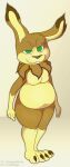  ambiguous_gender anthro belly big_belly foxball hi_res lagomorph leporid looking_at_viewer lying mammal naughty_face nude on_front overweight overweight_ambiguous overweight_anthro rabbit smile solo standing 