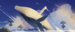  animal blue_sky cloud cloudy_sky day english_commentary floating_island highres karch_cheung no_humans original outdoors scenery sky tree whale 