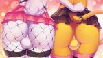  anthro backsack balls big_butt bottomwear butt butt_shot close-up clothed clothing duo felid feline fishnet_leggings fur genitals girly knight_dd lagomorph legwear male male/male mammal partially_clothed skirt standing take_your_pick thigh_highs wide_hips 