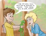  amphibian blonde_hair blue_eyes brown_eyes brown_hair dana_(willy_beamish) dasyati english_text female frog hair horny_(willy_beamish) human human_focus male mammal text the_adventures_of_willy_beamish willy_beamish 