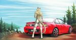  anthro car cougar day detailed_background felid feline fur grass hi_res male mammal neotheta nude outside plant sky solo tan_body tan_fur vehicle water 
