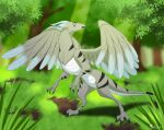 curious darkflamewolf dragon feathered_wings feathers female feral forest forest_background fur furred_dragon grass hi_res llydia_the_fluff_dragon_(darkflamewolf) nature nature_background plant skeletonguys-and-ragdolls solo tree wings 