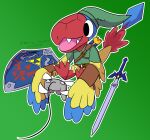  absurd_res archen clothing costume digital_media_(artwork) fossil_pok&eacute;mon hi_res link loki_the_vulpix melee_weapon nintendo pok&eacute;mon pok&eacute;mon_(species) shield sword the_legend_of_zelda video_games weapon 