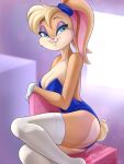  3:4 absurd_res anthro breasts bunny_costume butt cleavage clothed clothing costume eyeshadow female gloves handwear hi_res lagomorph legwear leporid lola_bunny looney_tunes makeup mammal nylonlyon pinup pose rabbit scut_tail smile solo space_jam thigh_highs tights warner_brothers 