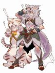  animal_costume animal_ears animal_hood arm_guards axe bare_legs bell bell_collar belt berserker_(final_fantasy) collar facial_hair facial_mark fake_animal_ears fake_tail family fang fang_out final_fantasy final_fantasy_v fur_trim galuf_halm_baldesion grey_hair holding holding_weapon hood krile_mayer_baldesion saito_piyoko sandals simple_background tail teeth thigh_strap weapon weapon_on_back wolf_costume wolf_ears wolf_pelt wolf_tail 