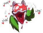  &lt;3 ambiguous_gender bodily_fluids borvar cat_ears_(disambiguation) cat_piranha_plant drooling elemental_creature flora_fauna leaf mario_bros nintendo open_mouth piranha_plant plant saliva simple_background solo sweat tongue tongue_out video_games white_background 
