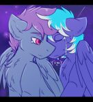  2019 black_bars blue_body blue_feathers blue_fur blue_wings dialogue duo equid equine feathered_wings feathers feral fkk fur hasbro hi_res inner_ear_fluff letterbox male mammal mane my_little_pony night night_sky noxy_(equinox) outside pegasus purple_mane quadruped signature talking_to_another teal_mane tuft windy_dripper wings 