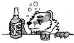  2016 4_fingers alcohol anthro badger bar beverage black_eyes cheek_tuft chin_tuft drunk_bubbles facial_markings facial_stripes facial_tuft fan_character finger_claws fingerclaws fingers graphite_(artwork) greyscale half-closed_eyes head_markings holding_beverage holding_object jack_daniel&#039;s jack_daniels male mammal markings monochrome mustelid musteline narrowed_eyes neck_tuft pub scotch_glass simple_background solo spiff striped_face stripes traditional_media_(artwork) tristan_growlagher_(spiff) tuft whiskey whiskey_glass white_background 