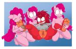  absurd_res anthro anus bottomless breasts brush clothed clothing female female/female flaky_(htf) foot_fetish foot_lick foot_play friendship_is_magic genitals group happy_tree_friends hi_res kneeling licking male male/female my_little_pony nipples nude pinkie_pie_(mlp) pussy restrained simple_background tickling tickling_feet tinydevilhorns tongue tongue_out 