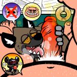  2020 aggressive_retsuko anothermeekone anthro anthro_on_anthro ball_gag belly bodily_fluids boss breathing collar desk director_ton domestic_pig domination duo employee english_text erection fellatio furniture gag genitals haida harness hi_res humanoid_genitalia humanoid_penis hyaenid hypnosis licking male male/male male_domination mammal mind_control navel nude office oral pendulum penile penis penis_lick pubes ringed_eyes saliva sanrio sex slave smile speech_bubble spotted_hyena submissive submissive_male suid suina sus_(pig) text thought_bubble tongue tongue_out workplace 