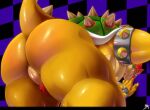  against_wall anthro big_butt bowser bracelet butt claws hair jewelry looking_back male mario_bros muscular muscular_anthro muscular_male nintendo nipples open_mouth presenting presenting_hindquarters red_eyes red_hair solo spikes spikes_(anatomy) thick_thighs video_games yellow_body zombiehk 