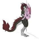  absurd_res against_wall anthro athletic colored digitigrade dragon duo female hair hi_res lagomorph larger_male leporid looking_pleasured male male/female mammal penetration pink_body pink_hair rabbit size_difference smaller_female smile smirk vainovalkea 