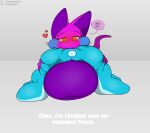  ambiguous_gender anthro bakura_(kitty_pride) belly big_belly chiropteran duo eating embarrassed foxball happy kitty_pride lagomorph leporid lying mai_(kitty_pride) mammal nude obese on_front overweight rabbit sitting vore 
