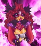  anthro breasts brown_body brown_fur clothed clothing crystal-for-ever eulipotyphlan female fur hair hedgehog mammal multicolored_body multicolored_fur purple_eyes red_body red_fur red_hair simple_background smile two_tone_body two_tone_fur 