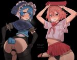  2boys arched_back arms_up ass astolfo_(fate) bangs bar_censor black_background black_bow black_gloves black_panties blue_capelet blue_eyes blue_hair blue_shirt blush bow capelet censored crop_top dildo elbow_gloves erection fang fate/grand_order fate_(series) gloves hair_ribbon holding holding_dildo long_hair looking_at_viewer made_in_abyss maid_headdress male_focus maruruk microskirt midriff multiple_boys navel nose_blush open_mouth oreomanko otoko_no_ko panties pantyhose penis pink_bow pink_hair pleated_skirt pouch purple_eyes red_sailor_collar red_skirt ribbon sailor_collar school_uniform serafuku sex_toy shirt short_hair short_sleeves skin_fang skirt testicles thighband_pantyhose torn_clothes torn_legwear underwear white_shirt 