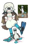  alternate_species ambiguous_gender animal_humanoid avian avian_humanoid bird blue-footed_booby booby_(bird) breasts cleavage clothed clothing duo female feral flippers gashi-gashi humanoid mammal o_o sulid 
