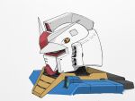  aron_e from_side gundam head_only highres looking_down mecha mobile_suit_gundam no_humans rx-78-2 science_fiction solo v-fin white_background yellow_eyes 