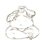  2013 anthro belly hi_res kemono male mammal moobs navel obese obese_anthro obese_male overweight overweight_anthro overweight_male simple_background sitting sketch solo sugekuma ursid white_background 