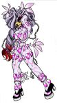  anthro breasts clothed clothing crystal-for-ever eulipotyphlan female footwear fur hair hedgehog high_heels mammal multicolored_hair partially_clothed red_hair shoes simple_background smile solo two_tone_hair white_background white_body white_fur white_hair 