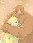  &lt;3 2015 anthro blush brown_body brown_fur canid canine canis domestic_dog duo eyes_closed fur hi_res hug kemono male mammal overweight overweight_male simple_background sugekuma ursid 