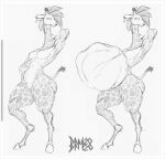  anthro barsfrommars belly big_belly body_outline female female_pred giraffe giraffid long_neck mammal muscular no_pupils oral_vore solo_focus thick_thighs vore 