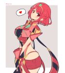  1girl breasts earrings heart highres jewelry large_breasts mochimochi_(xseynao) pyra_(xenoblade) red_eyes red_hair short_hair simple_background skindentation solo white_background xenoblade_chronicles_(series) xenoblade_chronicles_2 