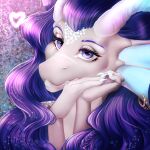  1:1 2021 digital_media_(artwork) dragon eyebrows eyelashes hair headshot_portrait hi_res horn p-v-s portrait purple_eyes purple_hair smile 
