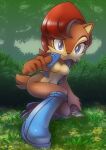  2013 anthro archie_comics blue_eyes boots breasts brown_body brown_fur chipmunk clothed clothing featureless_breasts female footwear fur ground_squirrel hair legwear looking_at_viewer mammal nancher rodent sally_acorn sciurid smile solo sonic_the_hedgehog_(archie) sonic_the_hedgehog_(comics) sonic_the_hedgehog_(series) topwear vest 