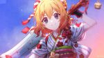  1girl bangs blue_eyes blush closed_mouth eyebrows_visible_through_hair gloves hair_between_eyes highres holding muimi official_art orange_hair princess_connect! princess_connect!_re:dive short_hair smile solo sword tagme weapon 