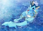  ambiguous_gender blue_body blue_eyes blue_fur blue_skin duo eeveelution feral fur holding_another holding_object life_ring marill nintendo pok&eacute;mon pok&eacute;mon_(species) unknown_artist vaporeon video_games water 