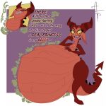  1:1 afraart belly big_belly bodily_fluids burping digestion dragon drooling english_text female horn red_body saliva scalie text vore 