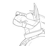  animal_mask anthro bruce_the_dino digital_media_(artwork) dinosaur hypnosis jewelry male mask mind_control monochrome necklace petplay pup_mask puppyplay reptile roleplay scalie sketch solo 