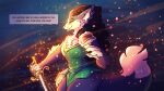  anthro breasts brown_hair canid canine canis clothed clothing dipstick_tail fangs female fur grey_body grey_fur hair holding_object holding_sword holding_weapon mammal melee_weapon multicolored_tail solo sword watsup weapon were werecanid werecanine werewolf wolf 