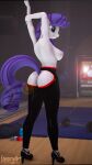  3d_(artwork) 4k 9:16 absurd_res anthro anthrofied breasts butt clothed clothing digital_media_(artwork) equid female footwear friendship_is_magic hasbro hi_res high_heels mammal my_little_pony nipples rarity_(mlp) rear_view shoes solo steamyart topless 