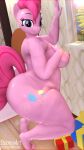  3d_(artwork) 4k 9:16 absurd_res anthro anthrofied big_breasts big_butt breasts butt digital_media_(artwork) equid equine female friendship_is_magic fur hasbro hi_res horse huge_butt mammal my_little_pony nude overweight overweight_anthro overweight_female pinkie_pie_(mlp) pony smile solo steamyart thick_thighs 