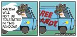  absurd_res anthro clothing comic english_text fur grey_body grey_fur hi_res male mammal medium_truck murid murine outside rat rodent shirt solo speech_bubble tank_top text toony topwear truck_(vehicle) url van vehicle webcomic zooptoon 