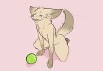  ball balls blep bodily_fluids canid canine fennec fox genitals hi_res jackie_(securipun) male mammal nude saliva saliva_string securipun solo tennis_ball tongue tongue_out 
