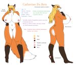  anthro areola big_breasts big_butt blonde_hair breasts brown_body butt canid canine catherine_du_bois clitoris crotch_lines dipstick_ears dipstick_tail ear_tuft english_text female fox genitals gloves_(marking) hair hi_res huge_breasts leg_markings mammal markings model_sheet multicolored_body multicolored_ears multicolored_tail multiple_poses navel nipples nude ohs688 orange_body pawpads pink_areola pink_nipples plantigrade pose pussy red_fox socks_(marking) solo standing text thick_thighs tuft white_body 
