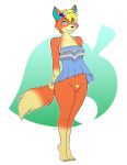  2021 animal_crossing anthro audie_(animal_crossing) blonde_hair breasts canid canine canis clothing conditional_dnp eyewear eyewear_on_head female genitals hair hi_res kadath mammal nintendo pubes pussy smile solo sunglasses sunglasses_on_head video_games wolf 