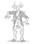  andromorph anthro antlers bell bell_harness blush bottomless cervid clothed clothing feeling_up harness hi_res hooves horn intersex jingle_bell jingle_bell_harness mammal nicnak044 nude sketch solo 