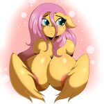  1:1 areola big_breasts breasts digital_media_(artwork) equid equine eyebrows female fluttershy_(mlp) friendship_is_magic front_view hasbro hi_res huge_breasts mammal my_little_pony nude pegasus signature solo suirano wings 