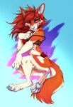  2021 4_fingers 4_toes ailuranthropy anthro bra breasts brown_hair canid canine chesta_(character) clothed clothing digital_media_(artwork) eyebrows eyelashes feet female fingers fox fur hair mammal orange_body orange_fur panties smile toes underwear white_body white_fur 