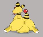  aliasing ampharos anthro anus backsack balls birdvian butt genitals grey_background hi_res male nintendo pok&eacute;mon pok&eacute;mon_(species) presenting raised_tail simple_background solo spread_legs spreading tongue tongue_out video_games yellow_body 